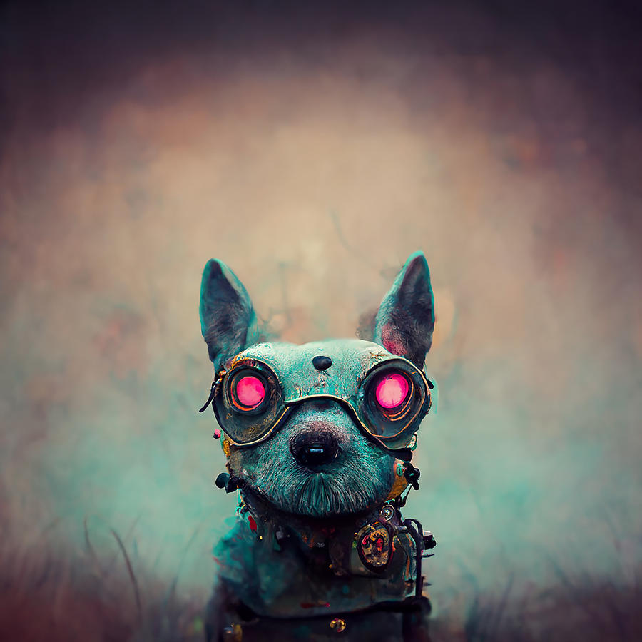 Character  Design  Zombie  Dog  Smart  Steampunk  Pastel  8k  6601d081  Dd30  455c  Aff3  1716ca31d6 Painting by MotionAge Designs