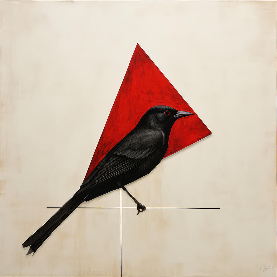 Cardinal Painting - Charcoal and Ember by Lourry Legarde