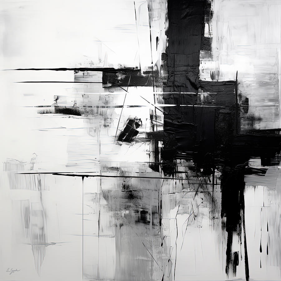 Charcoal and Moonlight Abstract Painting by Lourry Legarde
