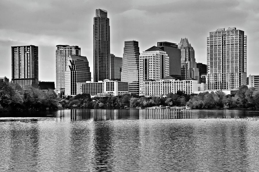 Charcoal Austin Reflection in Grayscale Photograph by Frozen in Time Fine Art Photography