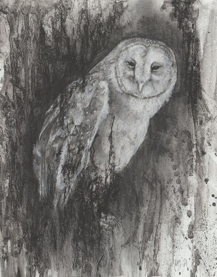 Charcoal Barn Owl Drawing by Michelle Garlock