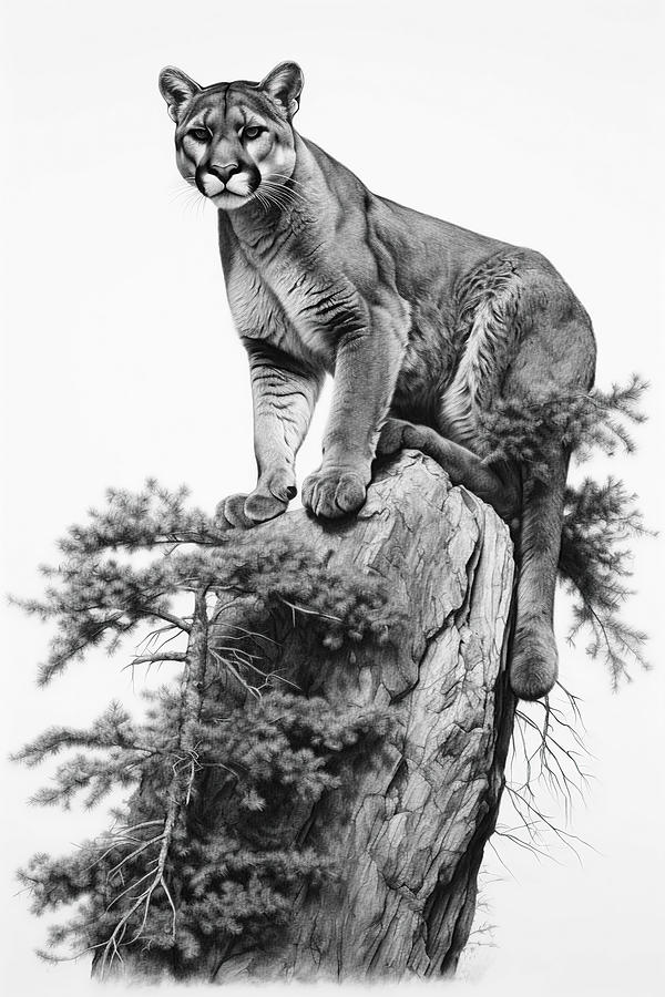 Charcoal drawing of a mountain lion by David Mohn