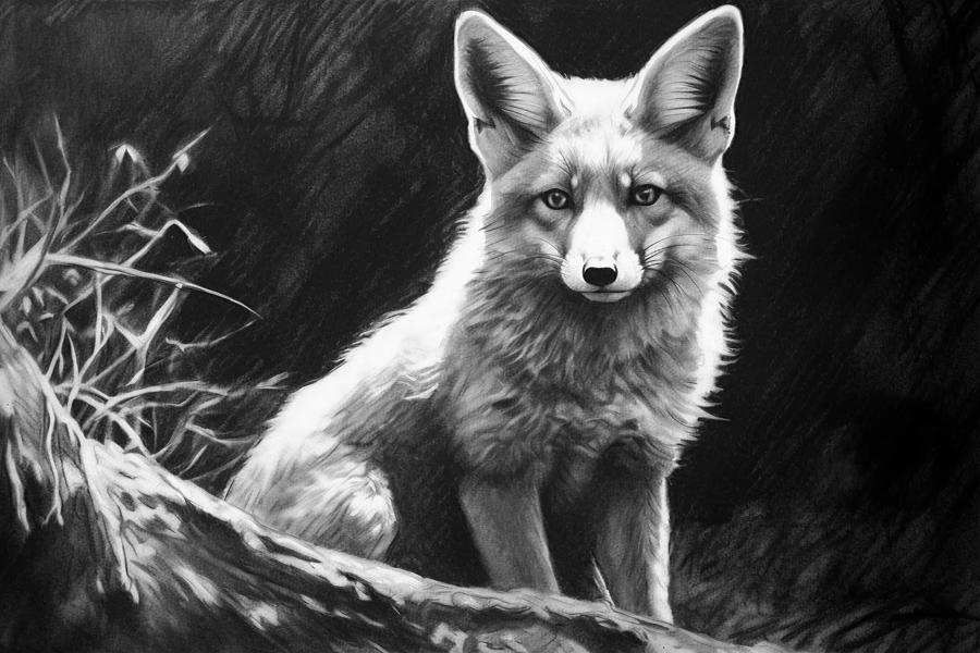 Charcoal drawing of a red fox in it's natural habitat Drawing by David ...