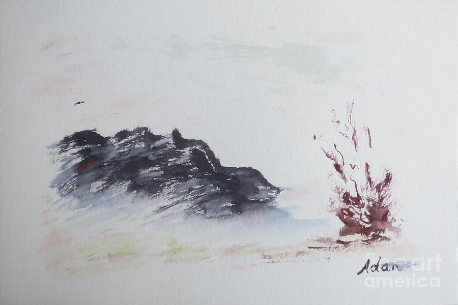 Charcoal Mountain Painting by Felipe Adan Lerma