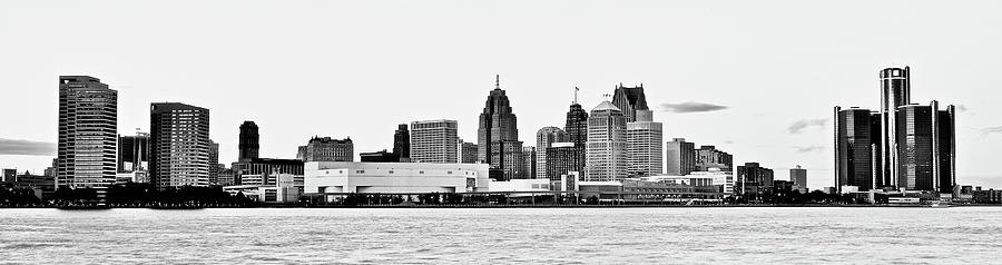 Detroit Photograph - Charcoal Panoramic of the Motor City by Frozen in Time Fine Art Photography
