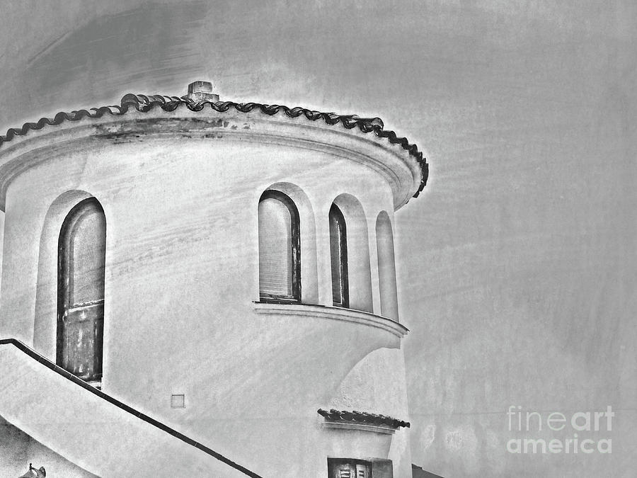 Charcoal Sketched, Version Of A Building In Macaret Menorca, Spain. Photograph