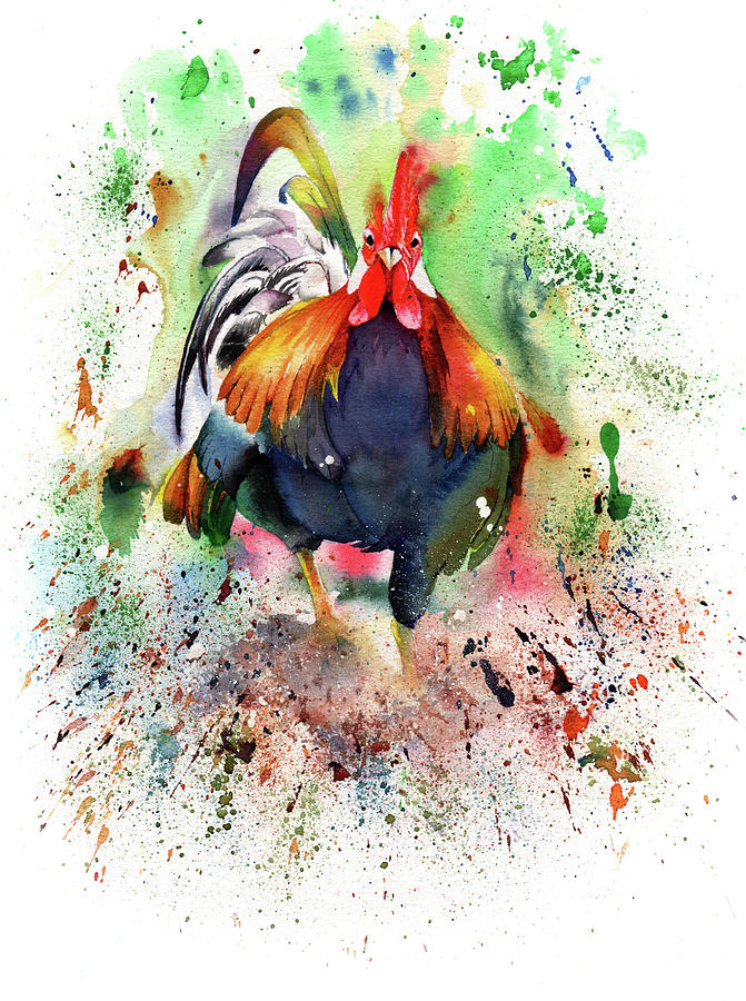 Charging Chicken Painting by Peter Williams