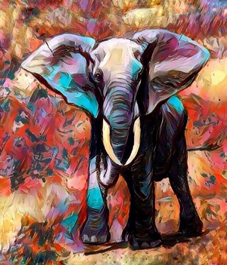 Charging Elephant Painting by Loretta M Jenkins - Fine Art America