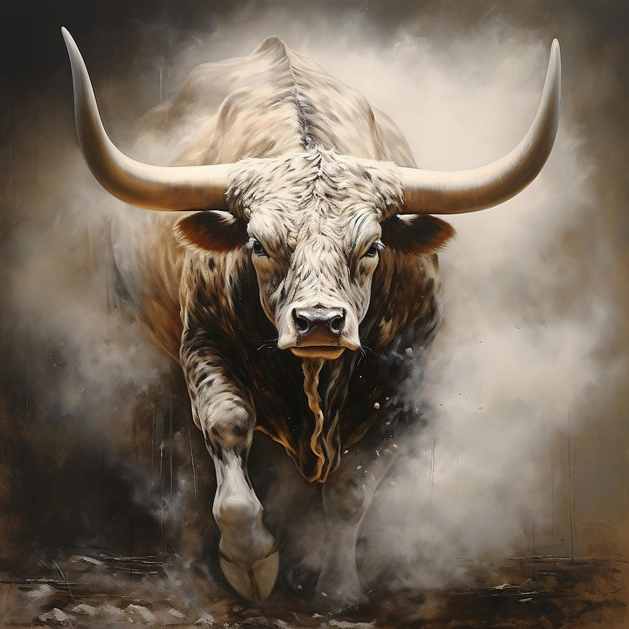 Charging Longhorn Steer Photograph by Athena Mckinzie - Fine Art America