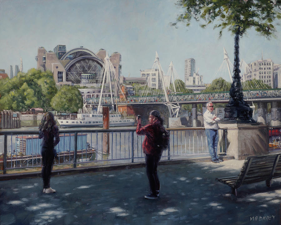 London Painting - Charing Cross bridge over the Thames in London by Martin Davey