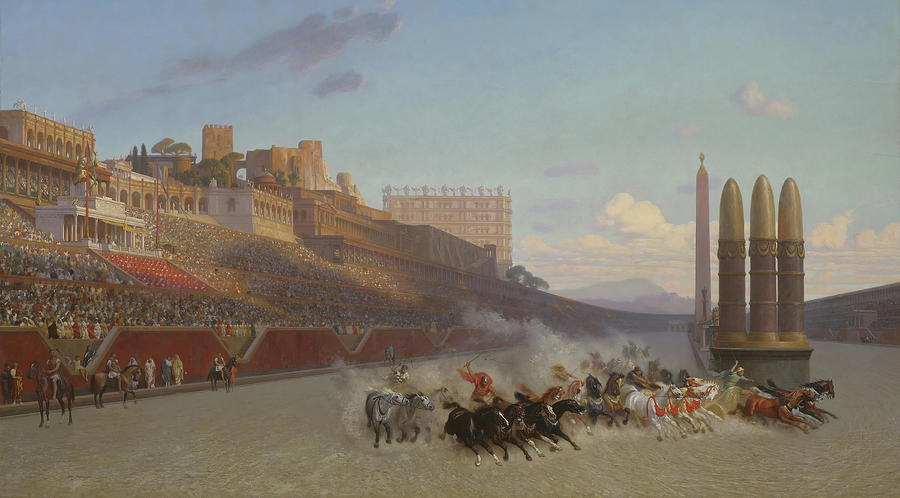 Chariot Race. Jean Leon Gerome, French, 1824-1904. Painting by Jean Leon Gerome