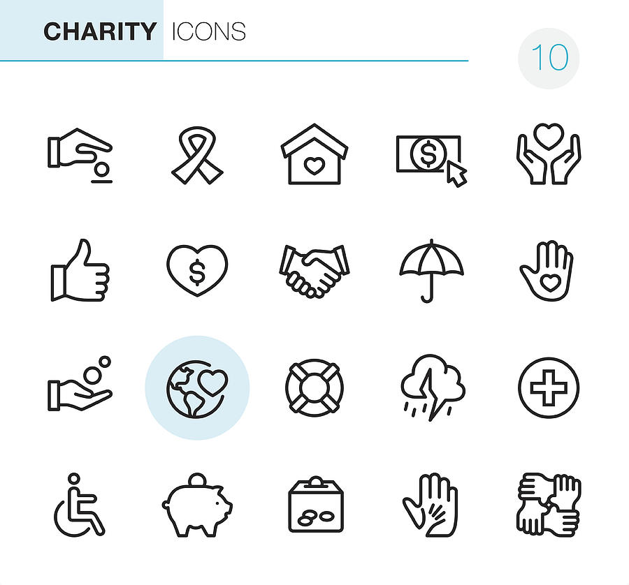 Charity and Relief - Pixel Perfect icons Drawing by Lushik