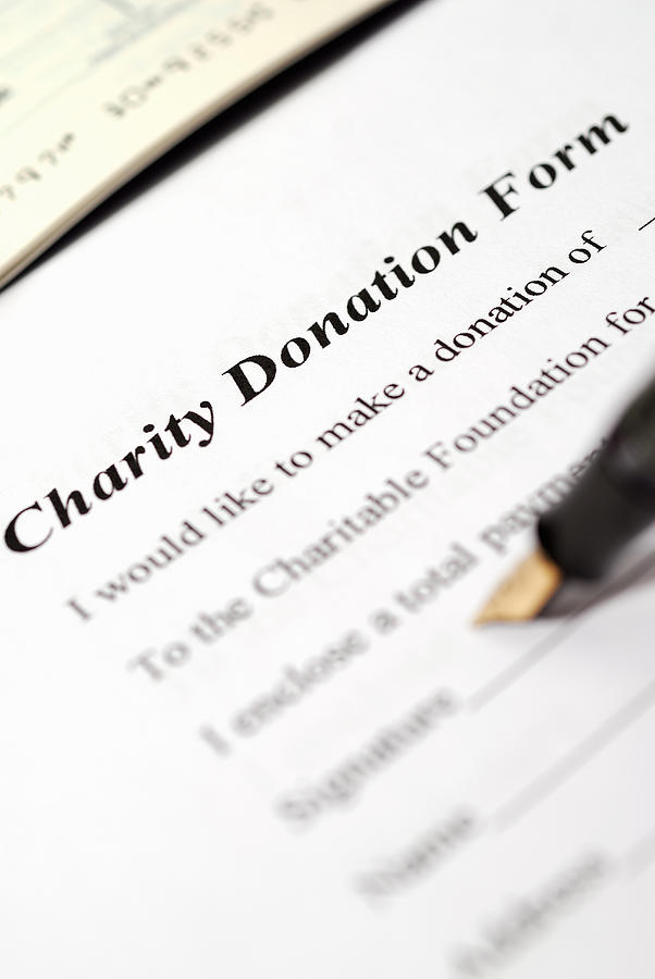 Charity donation form Photograph by David Gould