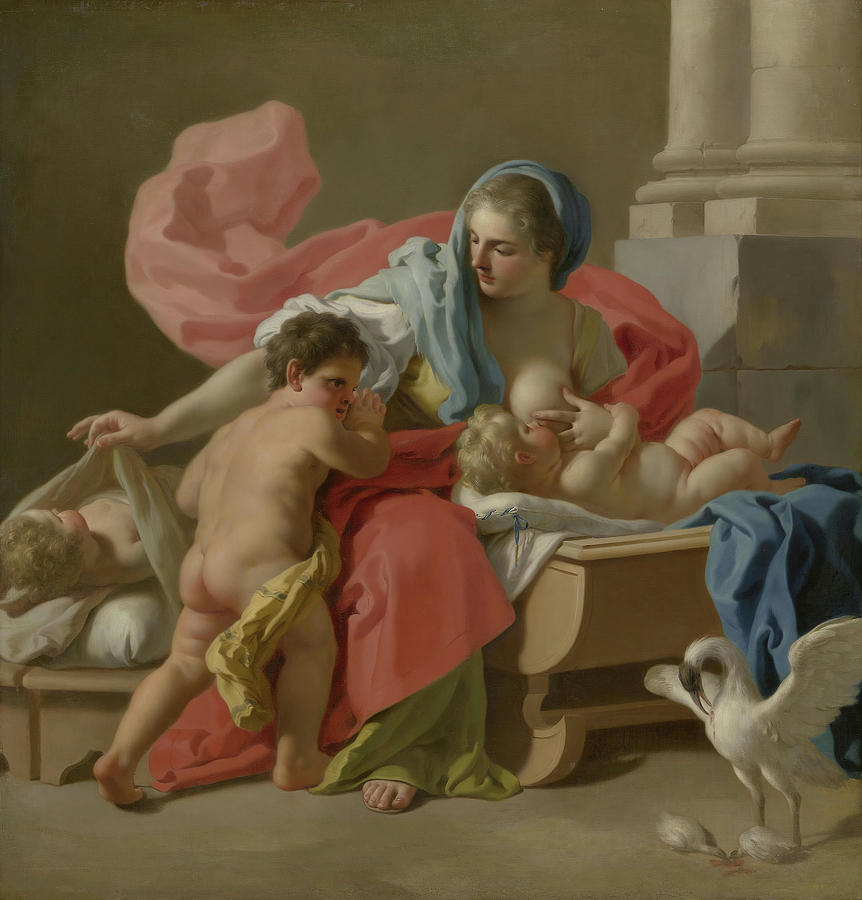 Charity. Francesco de Mura, Italian, 1696-1782. Painting by Francesco de Mura