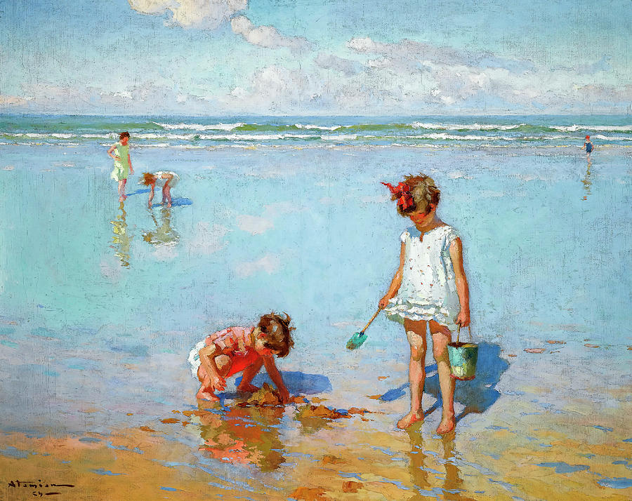 Charles Atamian 1872 - 1947 CHILDREN BY THE SEA Digital Art by ...