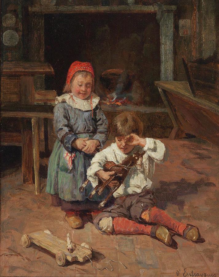 Charles Bertrand Dentraygues Brives 1851 1914 The Toy Horse Painting