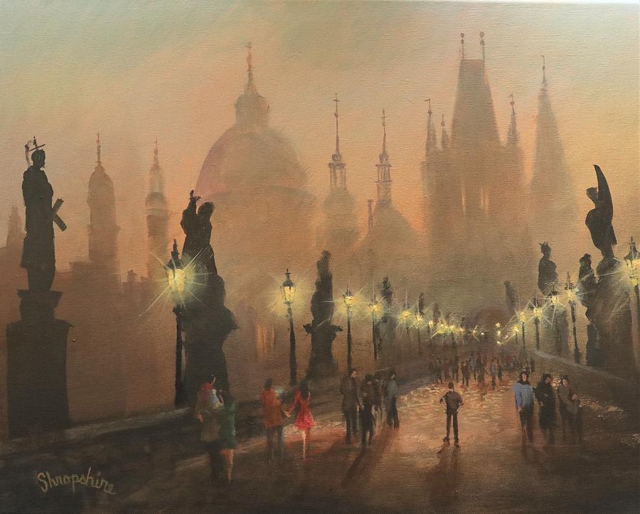 Charles Bridge Prague Painting by Tom Shropshire