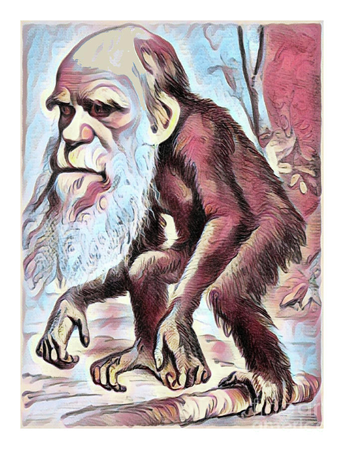 Charles Darwin as an Ape 1871 Digital Art by Art MacKay