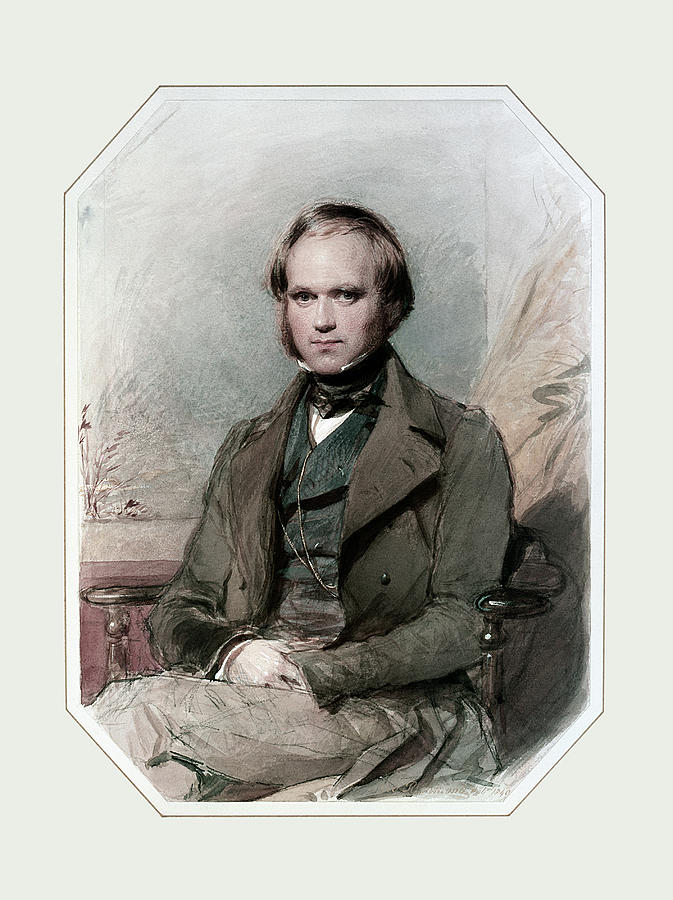 Charles Darwin Portrait - George Richmond - 1840 Painting by War Is Hell Store