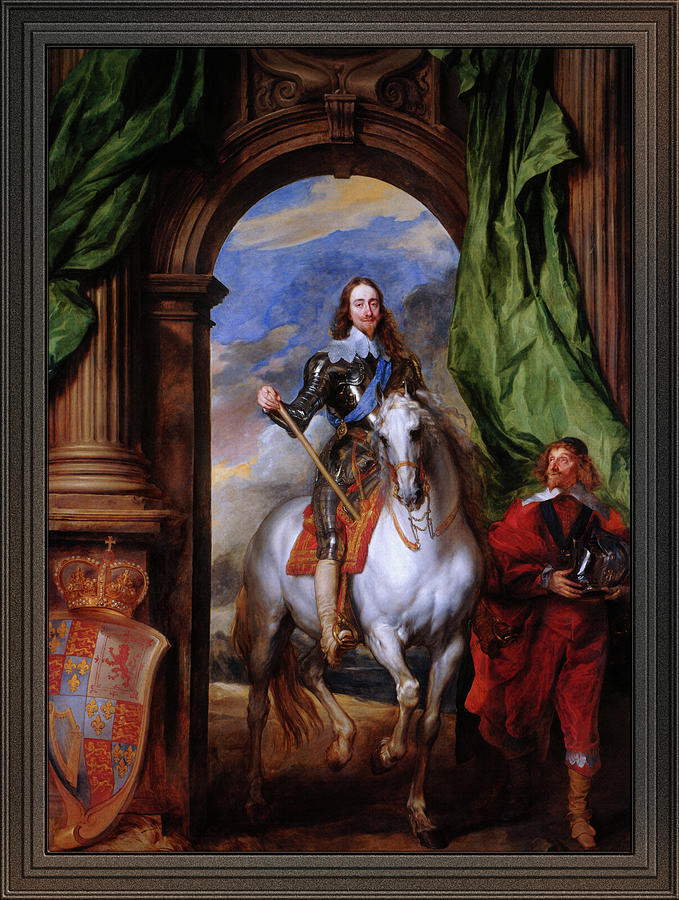 Charles I with M. de St Antoine by Anthony van Dyck Painting by Rolando Burbon