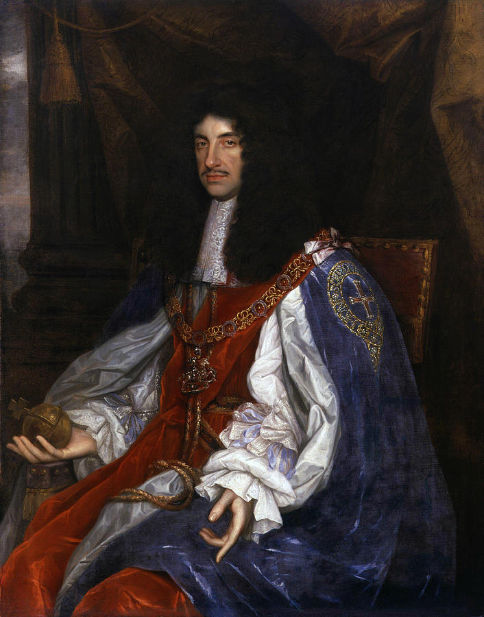 Charles II in Garter Robes - John Michael Wright - Circa 1660 Painting by War Is Hell Store