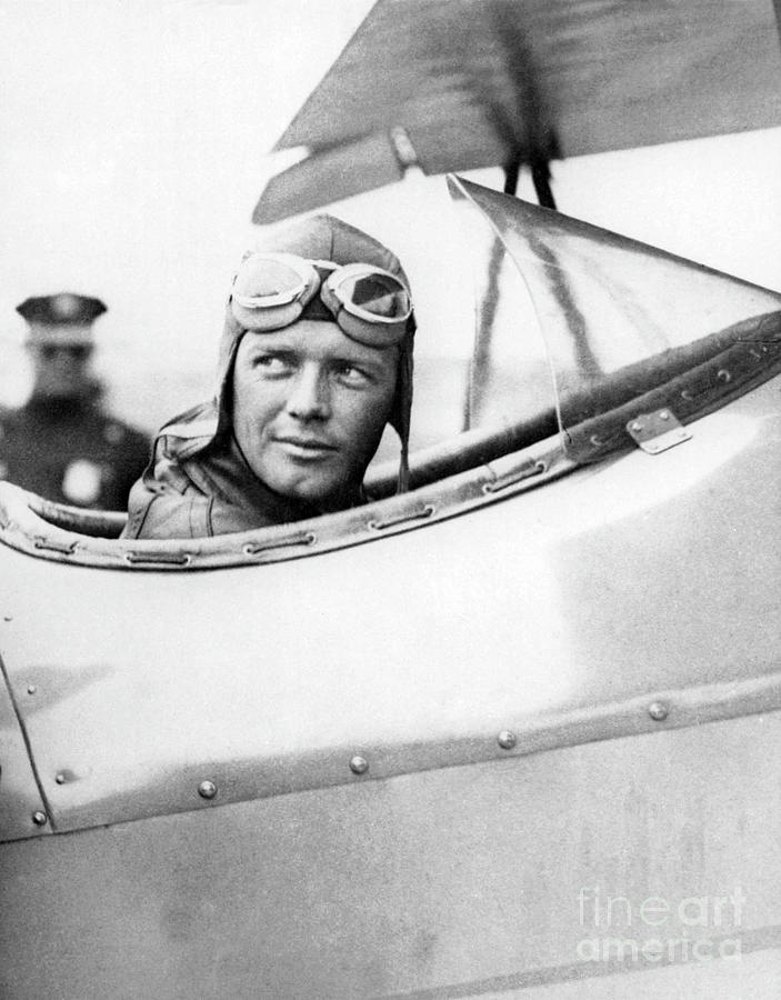Charles Lindbergh in open cockpit at Roosevelt Field Photograph by Aviation History Archive | Pixels