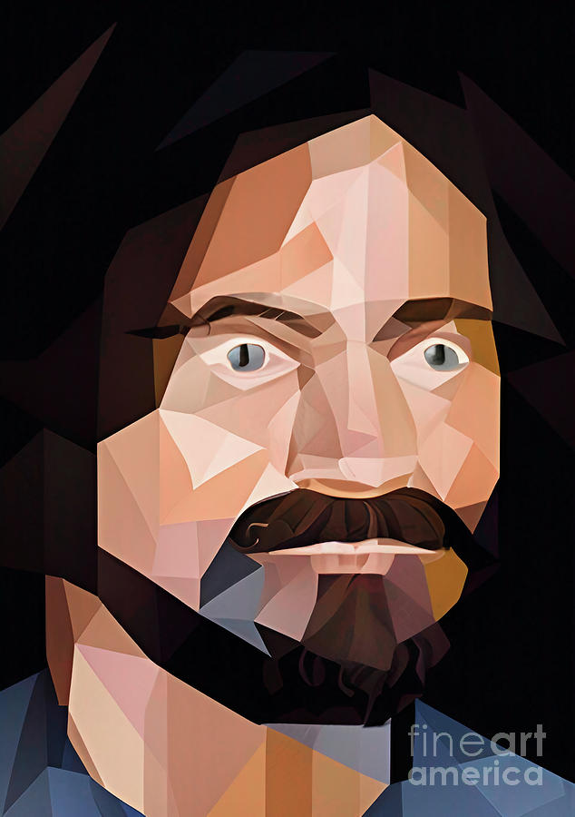 Criminal Charles Manson geometric portrait Digital Art by Christina Fairhead
