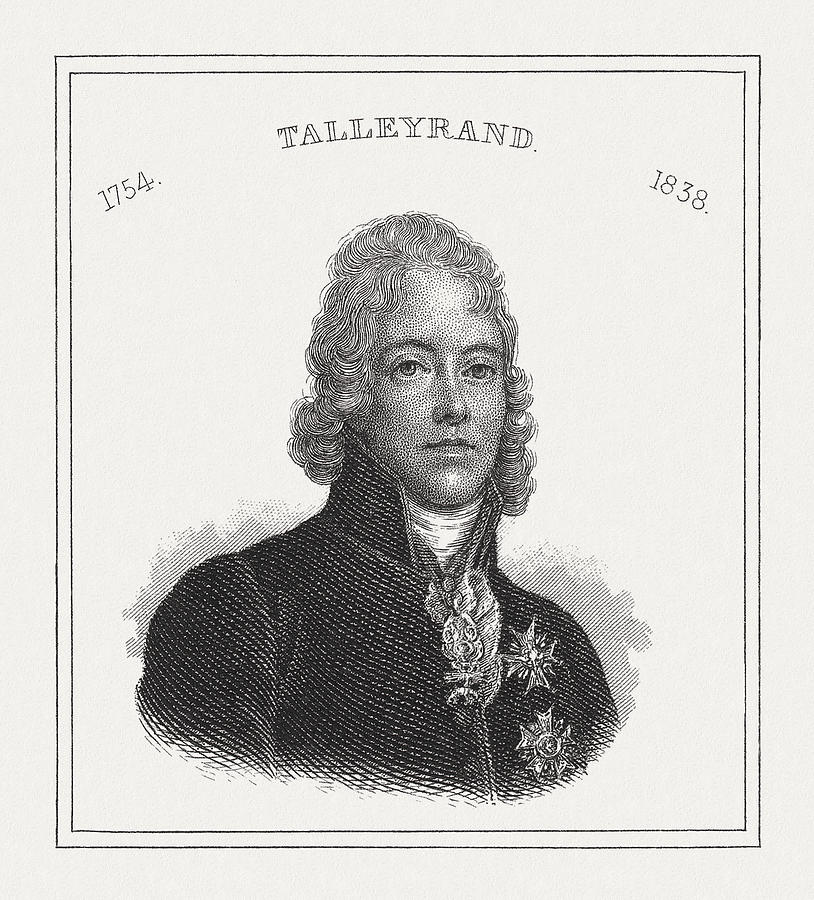 Charles-Maurice de Talleyrand-Perigord (1754-1838), French statesman, steel engraving, published 1843 Drawing by Zu_09