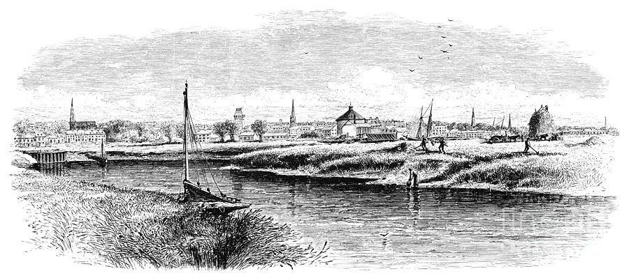 Charles River, 1874 Drawing by J Douglas Woodward