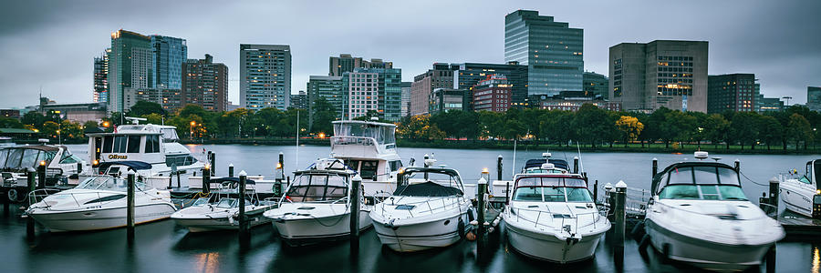 Charles River Boats And The Boston Back Bay Skyline Panorama Photograph by Gregory Ballos