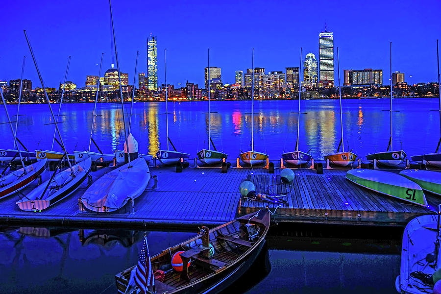 Charles River Boats at Dusk Boston MA Cambridge Photograph by Toby McGuire