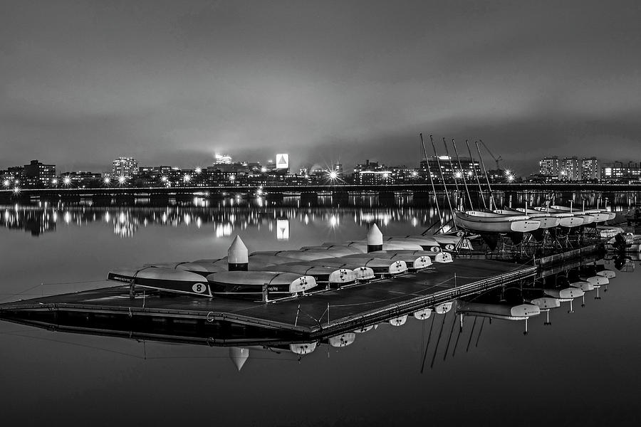 Charles River Boats Clear Water Reflections Black and White Photograph by Toby McGuire