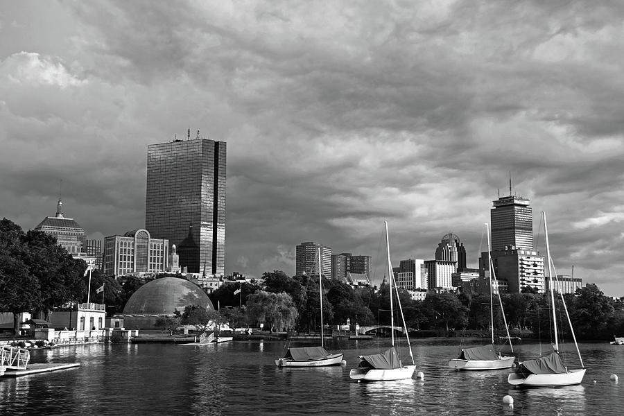 Charles River Boats Esplanade Black and White Photograph by Toby McGuire