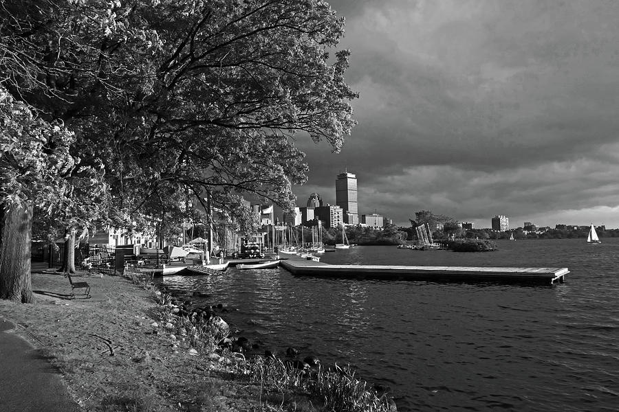 Charles River Community Boating Boat House Boston Black and White Photograph by Toby McGuire