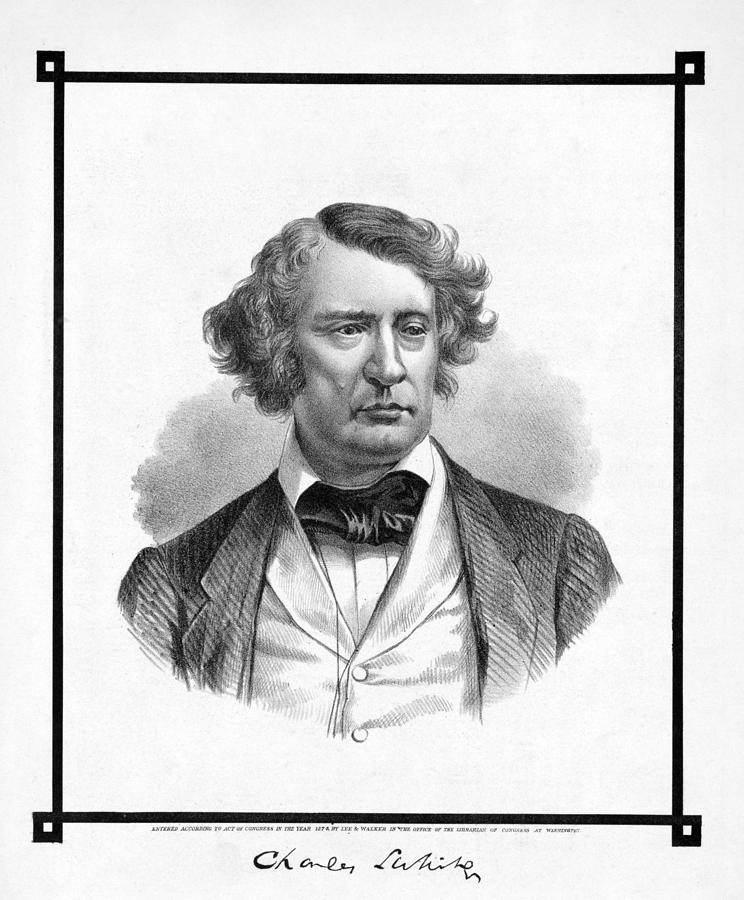 Charles Sumner Lithograph Portrait Drawing by War Is Hell Store