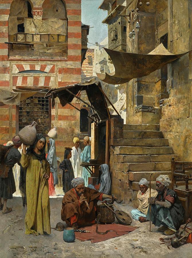 Charles Wilda 1854 - 1907   A SOUK IN CAIRO Painting by Artistic Rifki