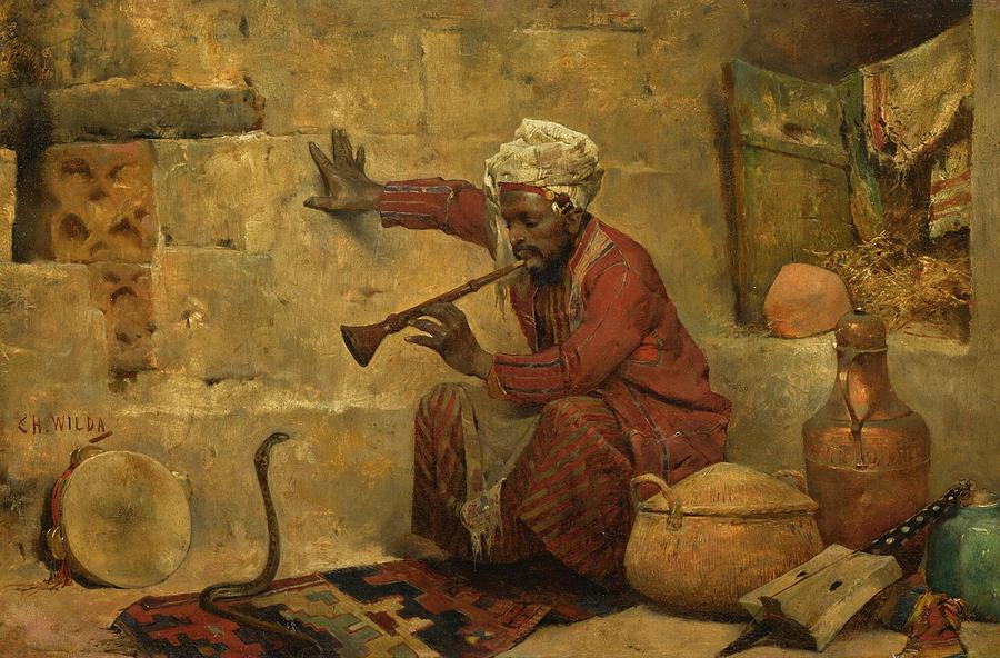 Charles Wilda 1854-1907   THE SNAKE CHARMER Painting by Artistic Rifki