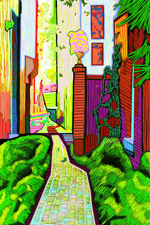 Charleston Courtyard Garden Painting by Rod Whyte
