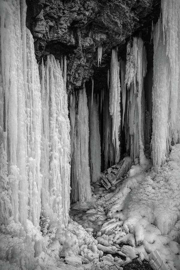 Charleston Falls Ice Cavern Black And White Photograph by Dan Sproul Charleston Falls Ice Cavern Black And White Photograph by Dan Sproul
