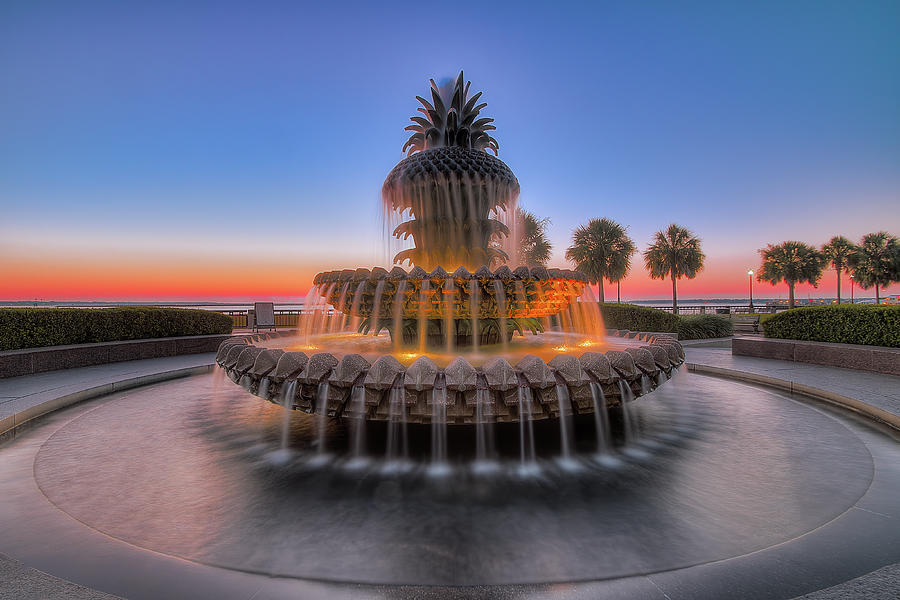 Charleston Pineapple Fountain 2 Photograph by Steve Rich