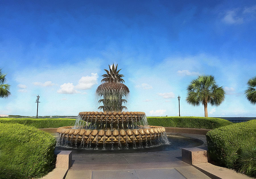 Charleston Pineapple Fountain Photograph by Kathy Baccari