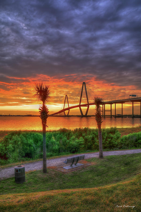 Charleston SC Arthur Ravenel Jr. Bridge Sit With Me Charleston Harbor Atlantic Ocean Seascape Art Photograph by Reid Callaway