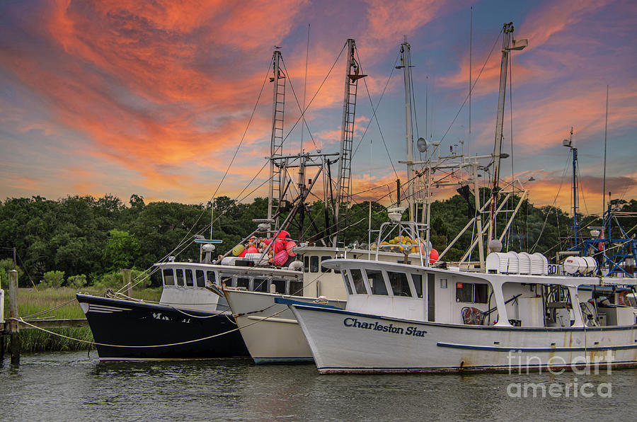 Charleston Star Long Liner Docked on Shem Creek at Sunset Photograph by Dale Powell