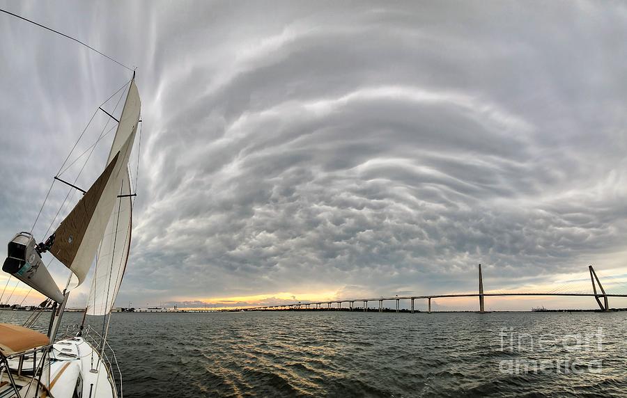 Charleston Storm Clouds, Sailing, Ravanel Bridge Photograph by Dustin K Ryan