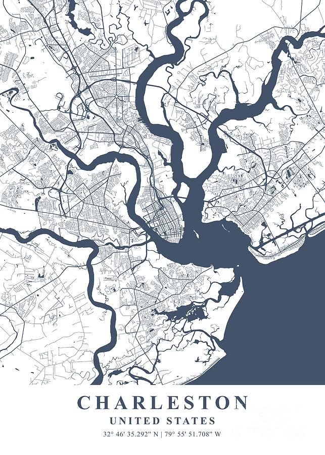 Charleston - United States Ash Plane Map Photograph By Tien Stencil 