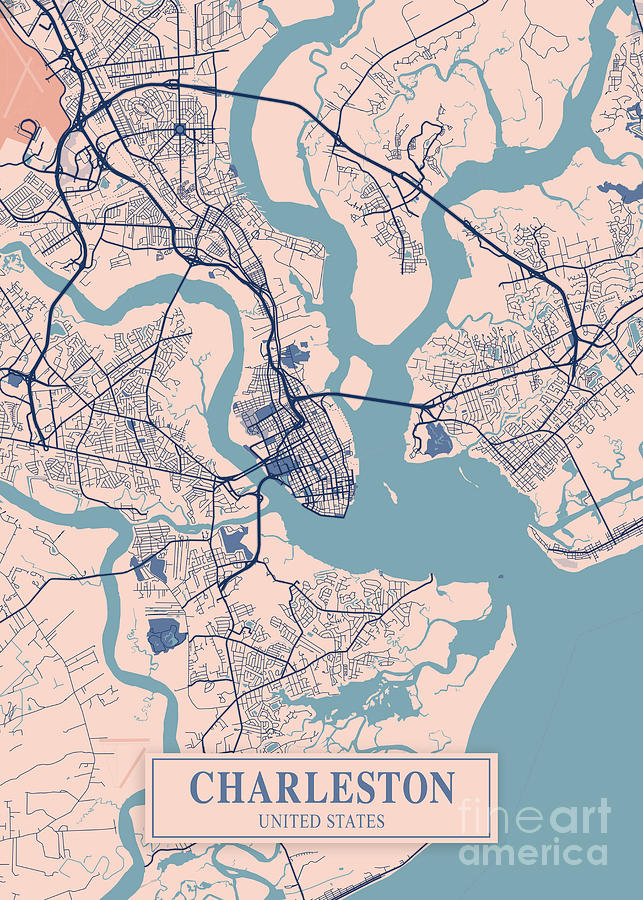 Charleston - United States Breezy City Map Digital Art by Tien Stencil ...