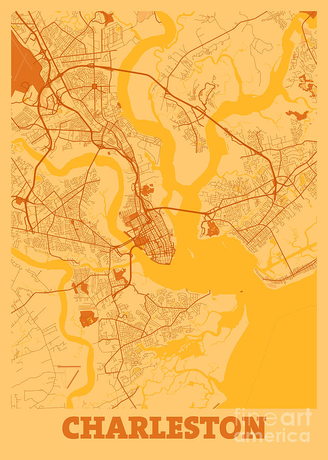 Charleston - United States Sunset City Map Digital Art by Tien Stencil ...