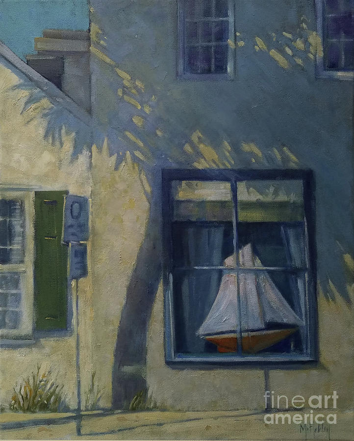 Charleston Window Boat Painting by Mary Hubley