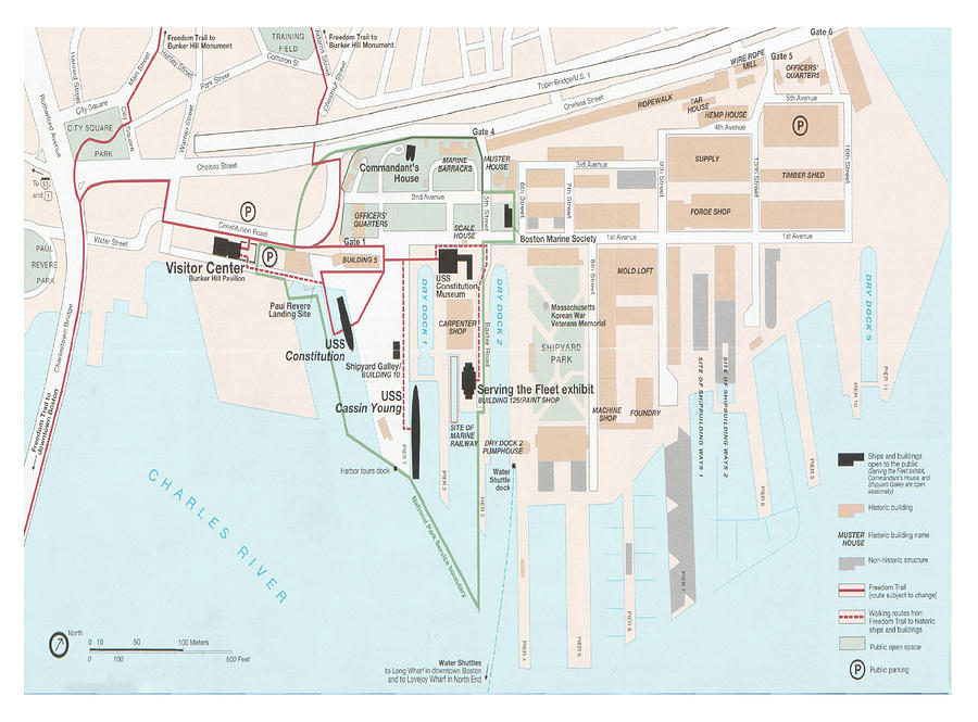 Charlestown Navy Yard Map 2003 Boston National Park Atlas Drawing by ...