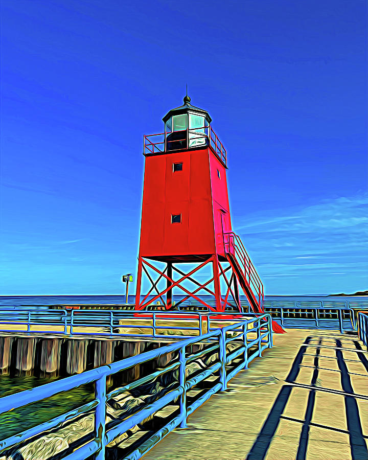 Charlevoix South Pier Lighthouse Abstract Photograph by Bill Swartwout